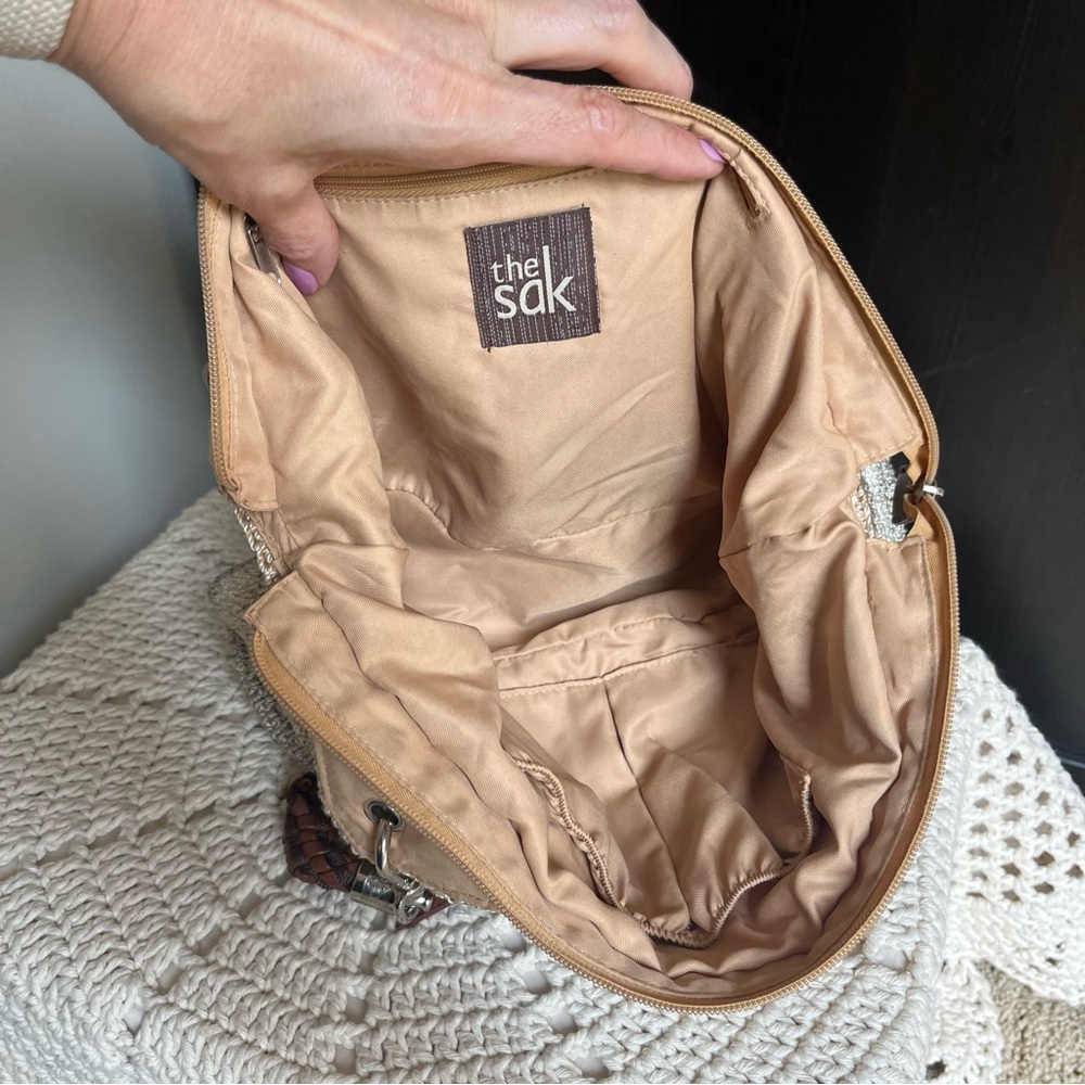 The Sak Indio Crochet Shoulder Bag in the "Sand Stripe" colorway - Picture 12 of 15
